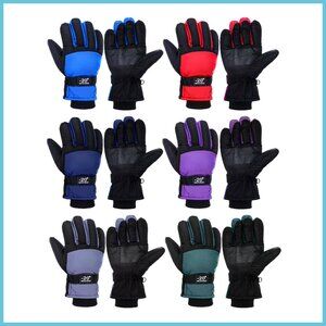 6 Pairs Kids Winter Gloves Waterproof Ski Snowboard Mittens Polyester